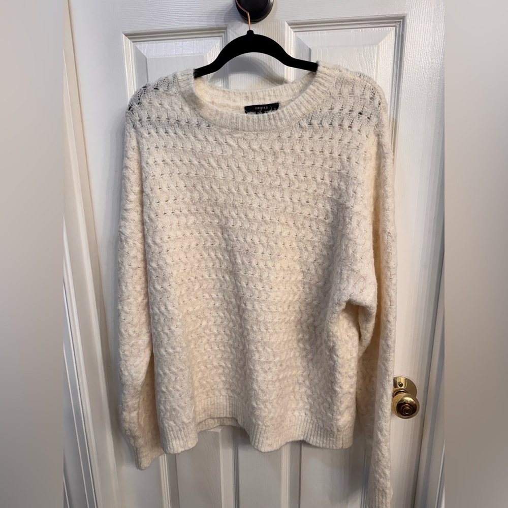 Forever 21 Cream Cable Knit Sweater